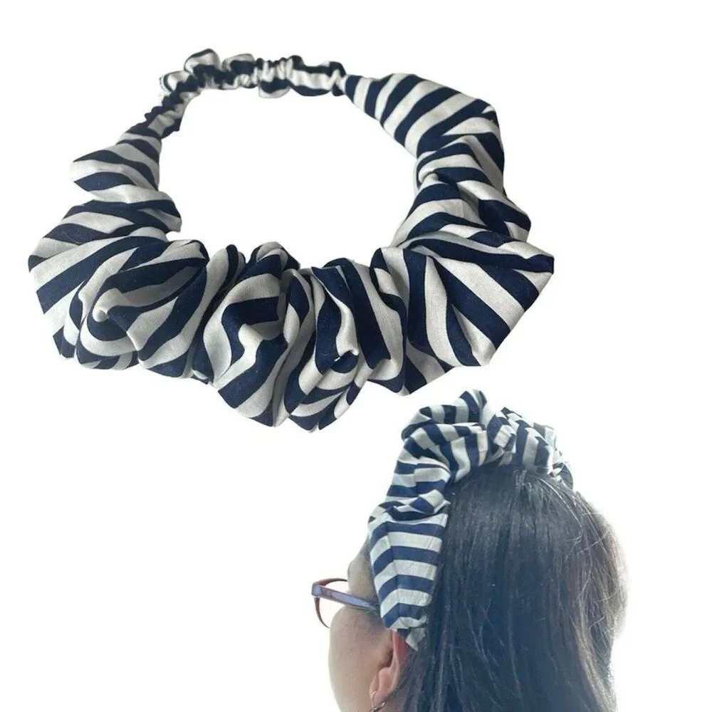 Headband wrap scrunched Women striped elastic